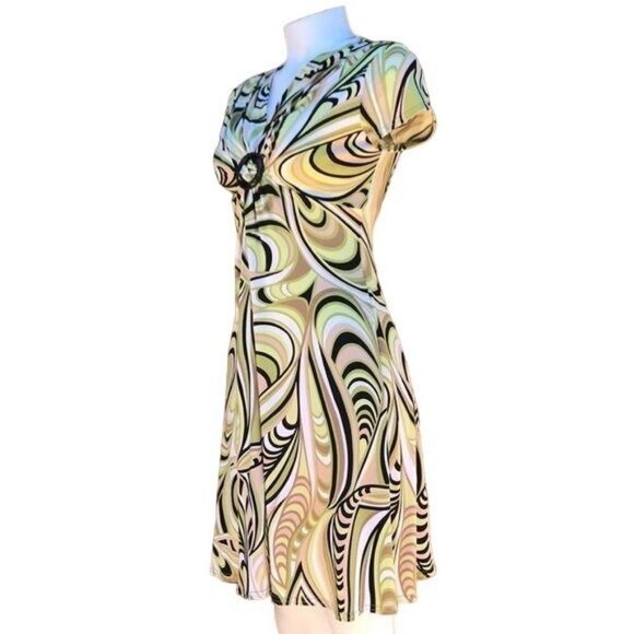 Vintage Y2K SL Fashions Maxi Sage Green Black Dress Size 4 - Picture 8 of 8